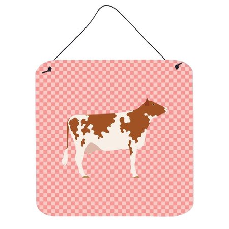 MICASA Ayrshire Cow Pink Check Wall or Door Hanging Prints6 x 6 in. MI627837